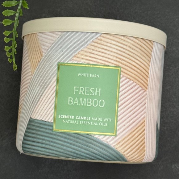 BBW Fresh Bamboo White Barn Bath & Body Works 3 Wick Candle - Picture 5 of 10